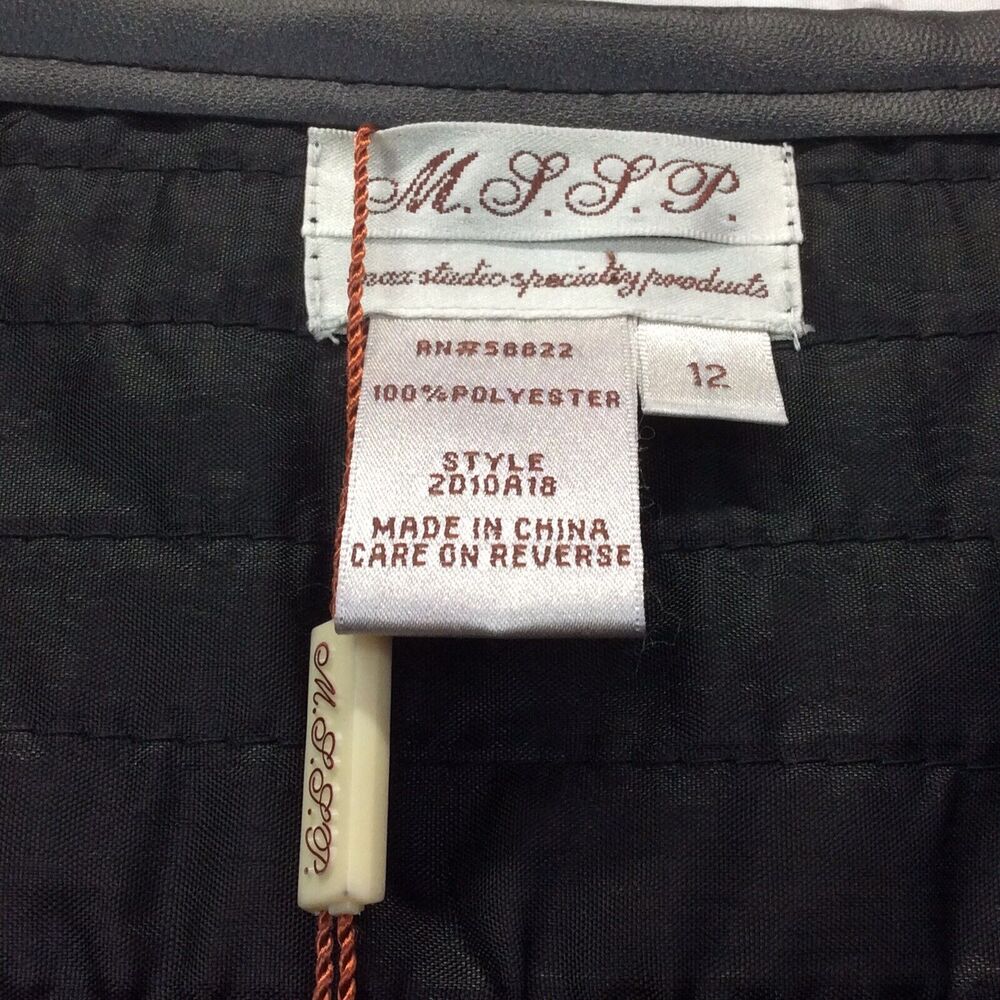 MSSP Max Studio Specialty Products Tiered Mini Skirt Size 12 Black Vegan Leather - Picture 4 of 12